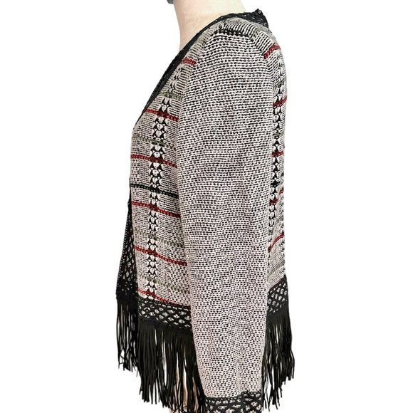 Christopher & Banks Fringed Plaid Cardigan Blazer Women's Large - Picture 8 of 13